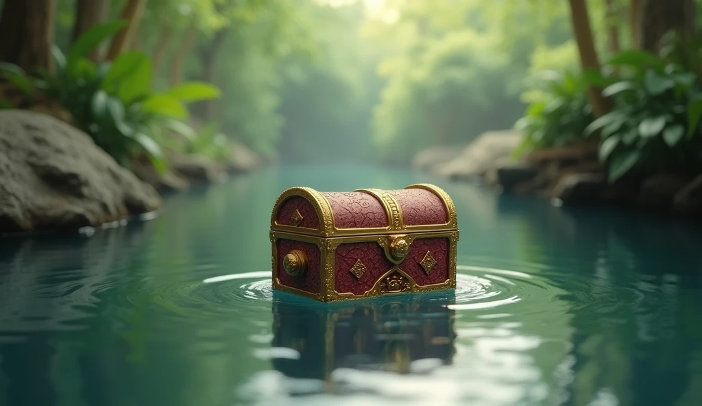 A royal small baby size box floating on water in river side