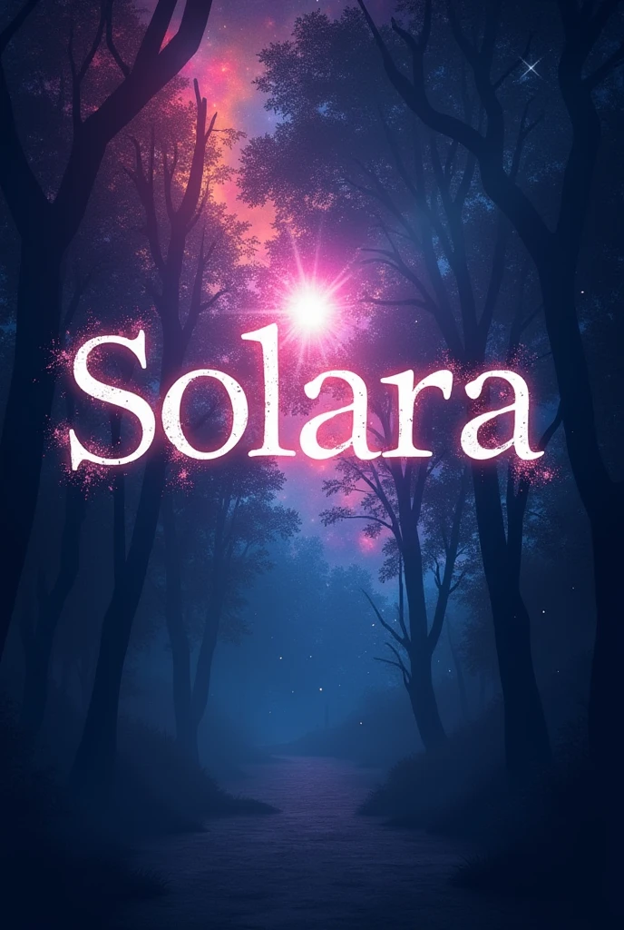 Generate the cover of a book called SOLARA, must not contain images of people and must have written "SOLAR" Na capa, the background should contain more black, cerulean, roxo e rosa. The book is supernatural