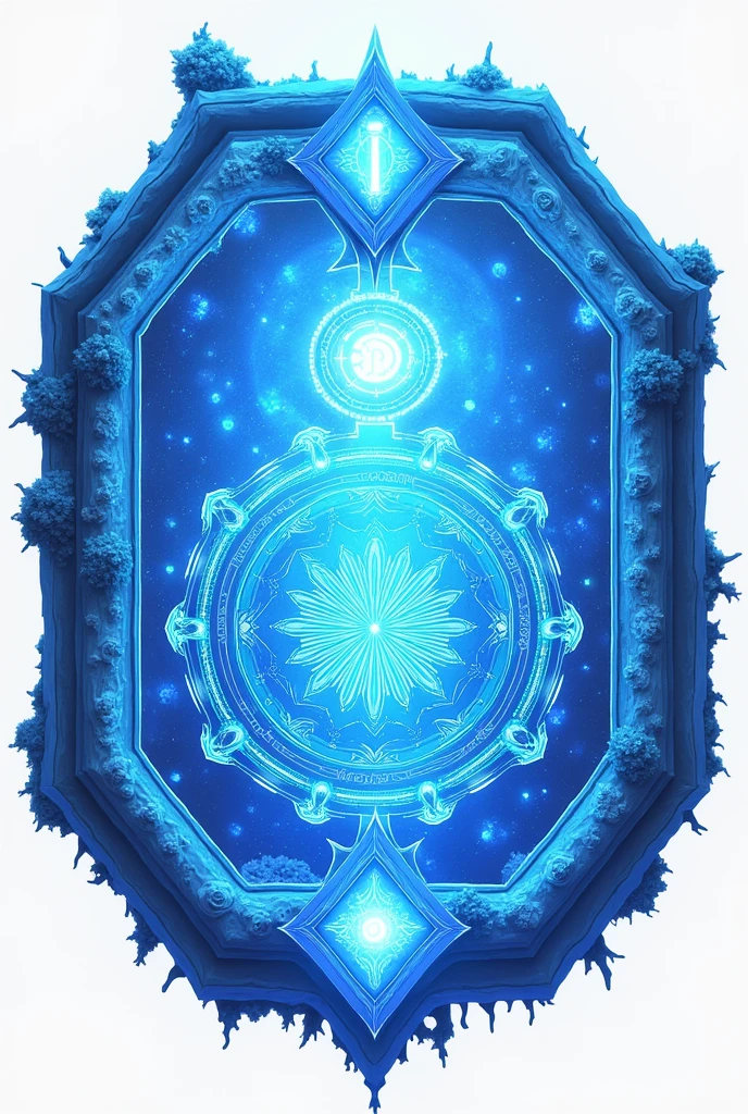 Enchanted Octagon Prints Magic With Magic Signs For Game Blue Color, without people, Background white, in anime style 2d