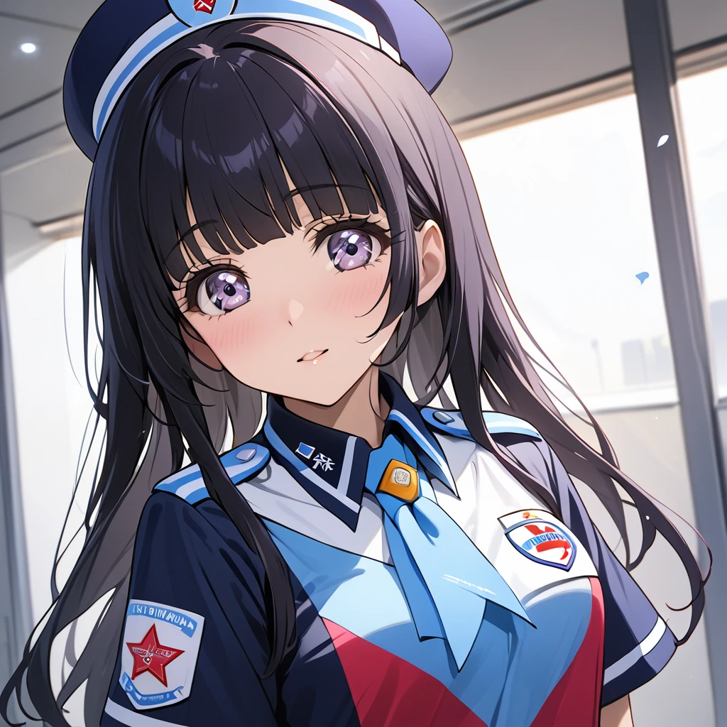 ((Highest quality)), ((masterpiece)), (detailed), (Perfect Face)、The woman is Reika Aoki with semi-long hair、The woman is a member of the North Korean Joy Squad and is wearing a Joy Squad uniform.