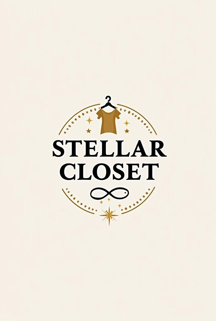 Create a logo that includes the name "Stellar Closet" and displays an icon representing the sale of clothing.
