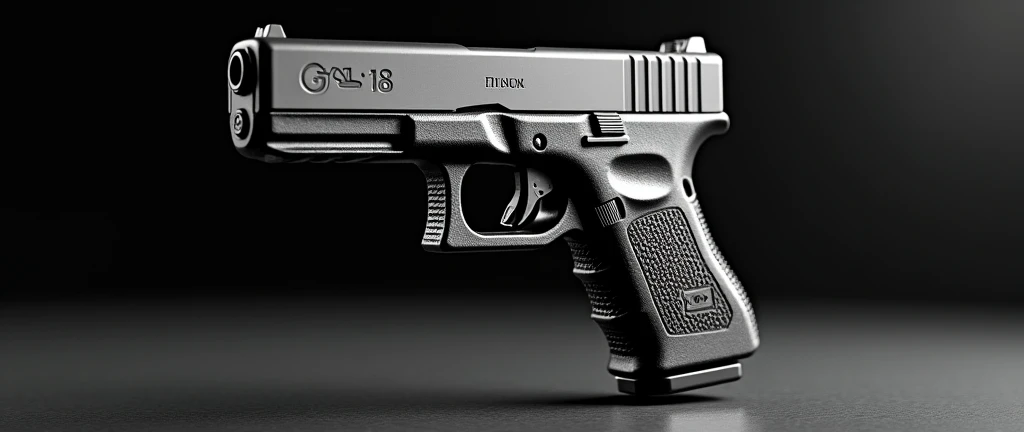 A highly detailed, photorealistic, 8K photograph of a custom-modified modern Glock-18 pistol,black-colored, studio lighting, hyperrealistic, masterful lighting and shading, cinematic composition, intricate textures, premium quality