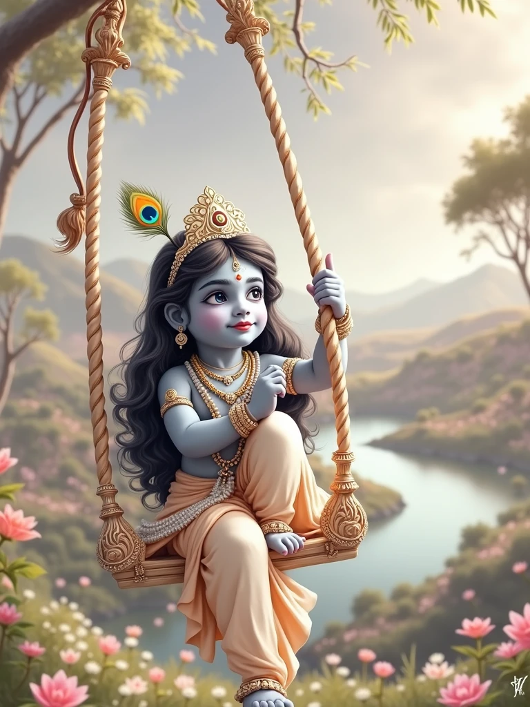 Create lord Krishna in jhula