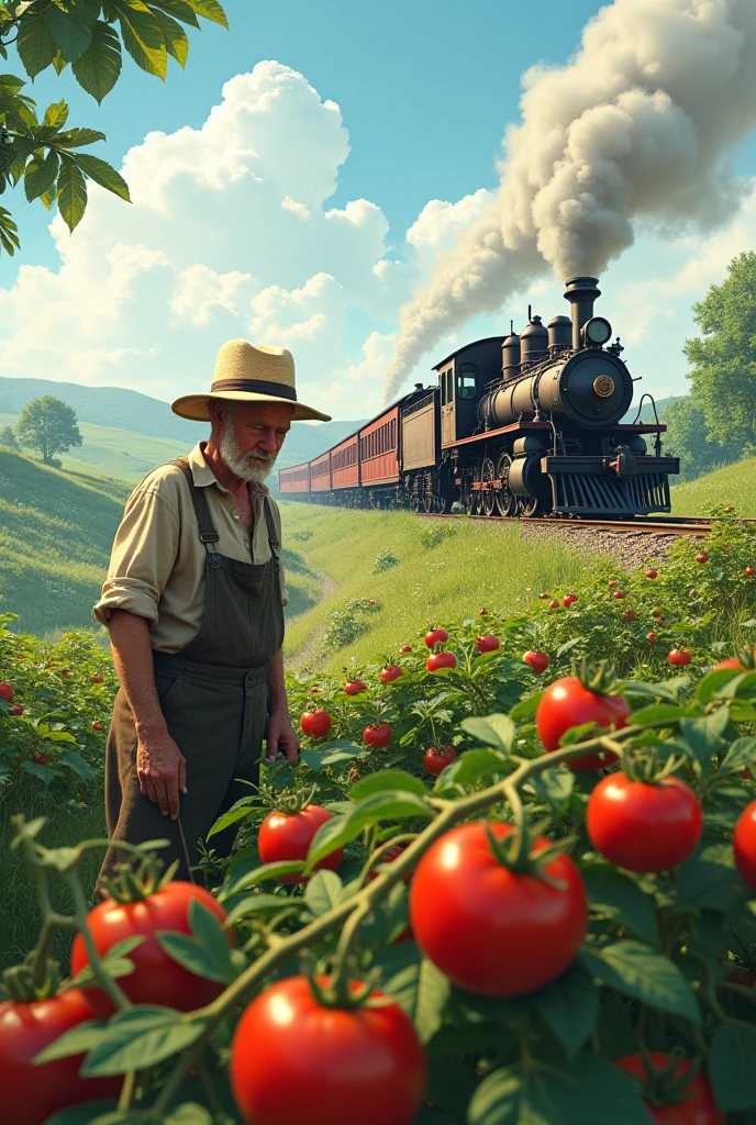 A summer resident with tomatoes,which doesn&#39;t fit into a steampunk train 