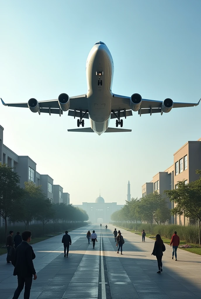 Boeing 747 landing at university of Engineering Technology new campus ksk