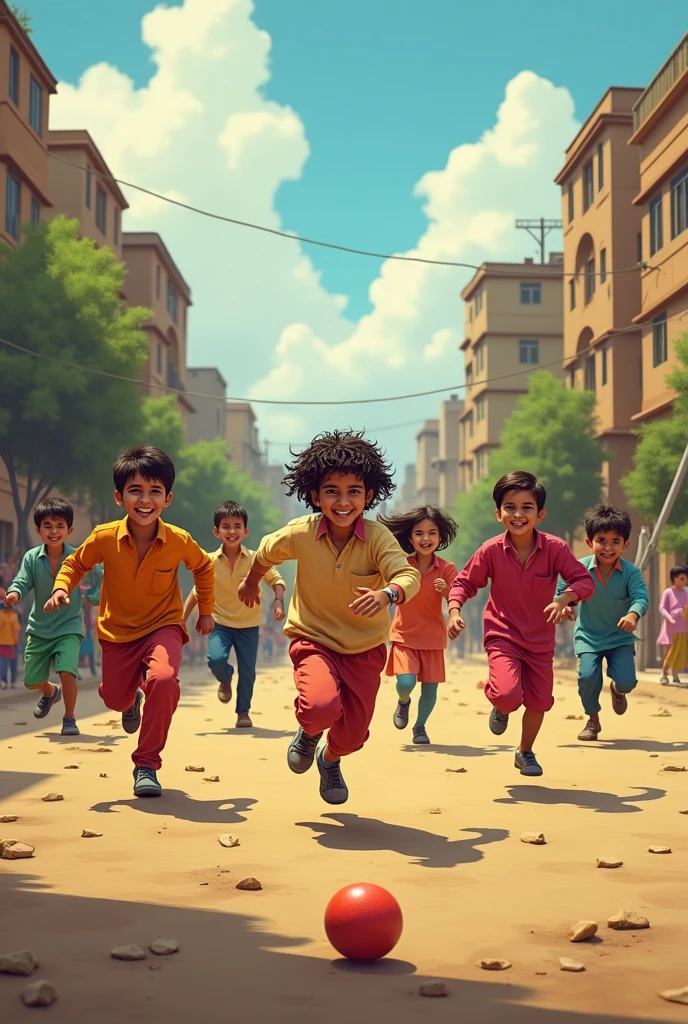 Generate image of Pakistani kids playing in 2010 in playground