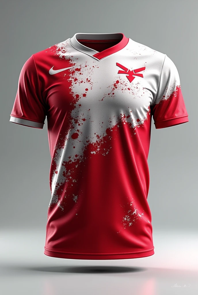 jersey template mockup stone grunge abstract design for football soccer, racing, gaming, run, red color and color White, show the back and front of the shirt