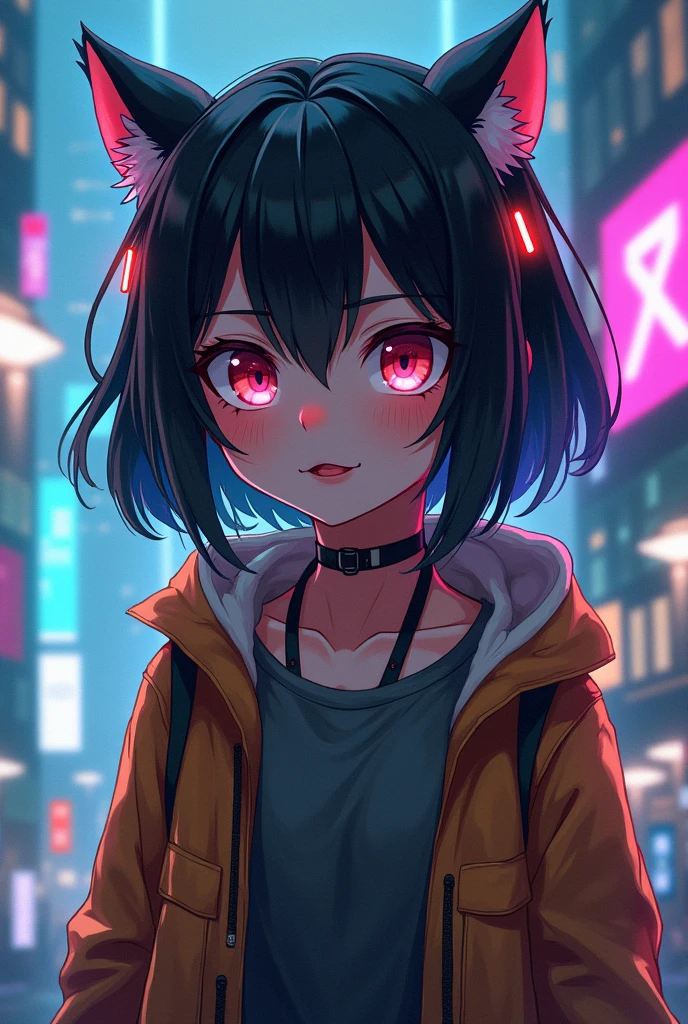 Cyberpunk anime girl cute and savage
