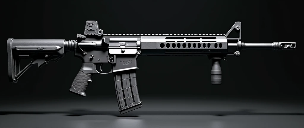 A highly detailed, photorealistic, 8K photograph of a Cyma H&K G36С assault rifle, black-colored, studio lighting, hyperrealistic, masterful lighting and shading, cinematic composition, intricate textures, premium quality