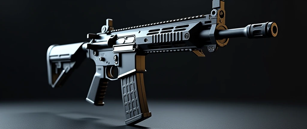 A highly detailed, photorealistic, 8K photograph of a Cyma H&K G36С assault rifle, black-colored, studio lighting, hyperrealistic, masterful lighting and shading, cinematic composition, intricate textures, premium quality