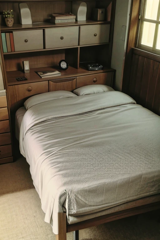 Inside of Incel's bedroom. Bed visible on side with desk in foreground. There is a computer on the desk