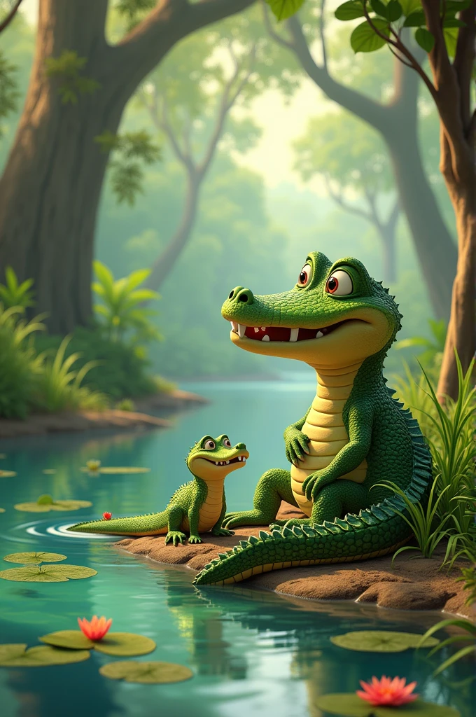 João was a young alligator who lived on the riverbank with his family..