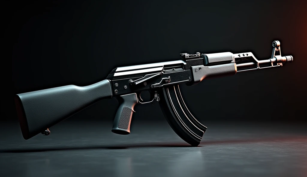A highly detailed, photorealistic, 8K photograph of modern AK-74M assalut rifle , black-colored, studio lighting, hyperrealistic, masterful lighting and shading, cinematic composition, intricate textures, premium quality