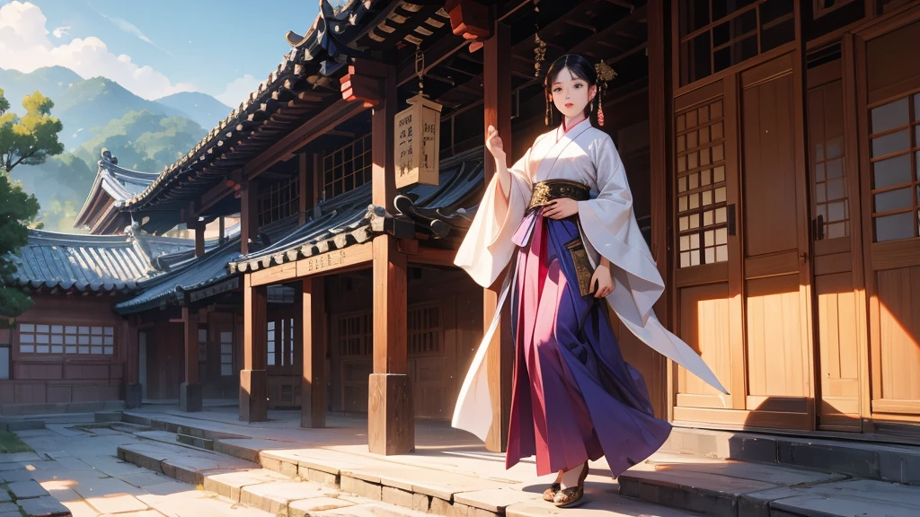 Han bok, elegant woman, Hanok house, Jergori, skirt