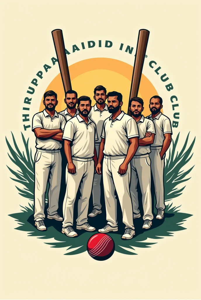 Cricket logo inside Thiruppalaikudi Cricket Club Bat and Ball standing with a Men Picture 
