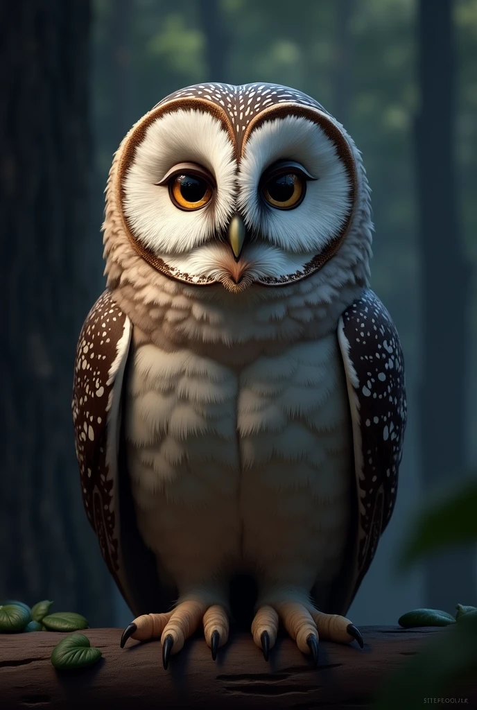 a spectacled owl staring at the camera
