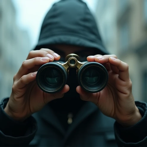 Curious image, binoculars
