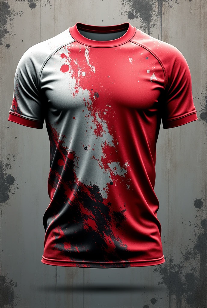 jersey template mockup stone grunge abstract design for football soccer, racing, gaming, run, red color and color White, show the back and front of the shirt