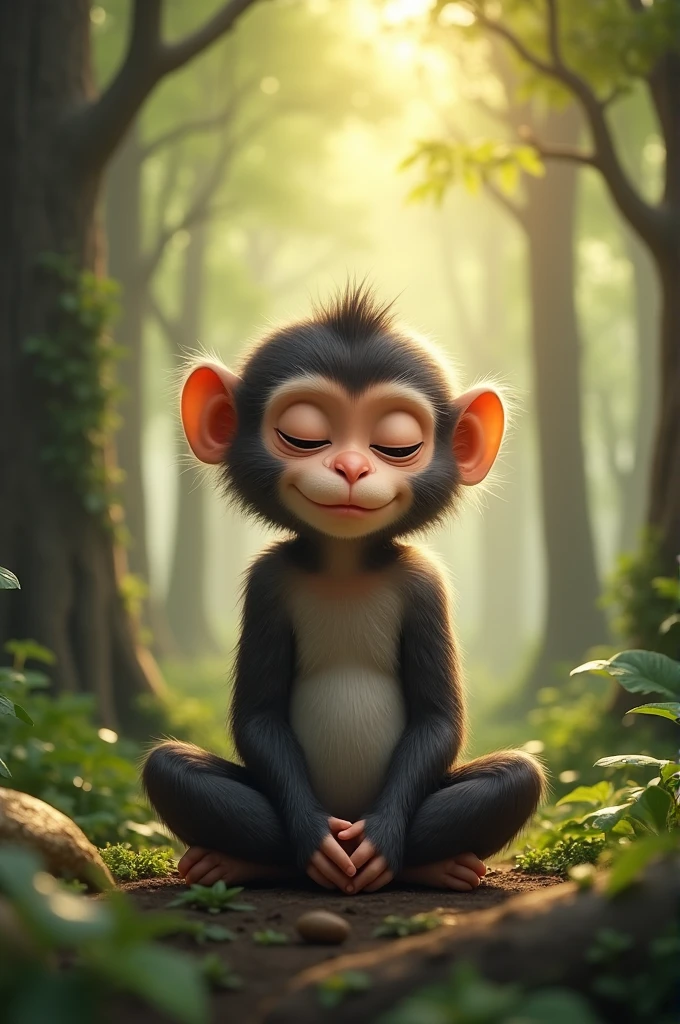 Young monkey meditate