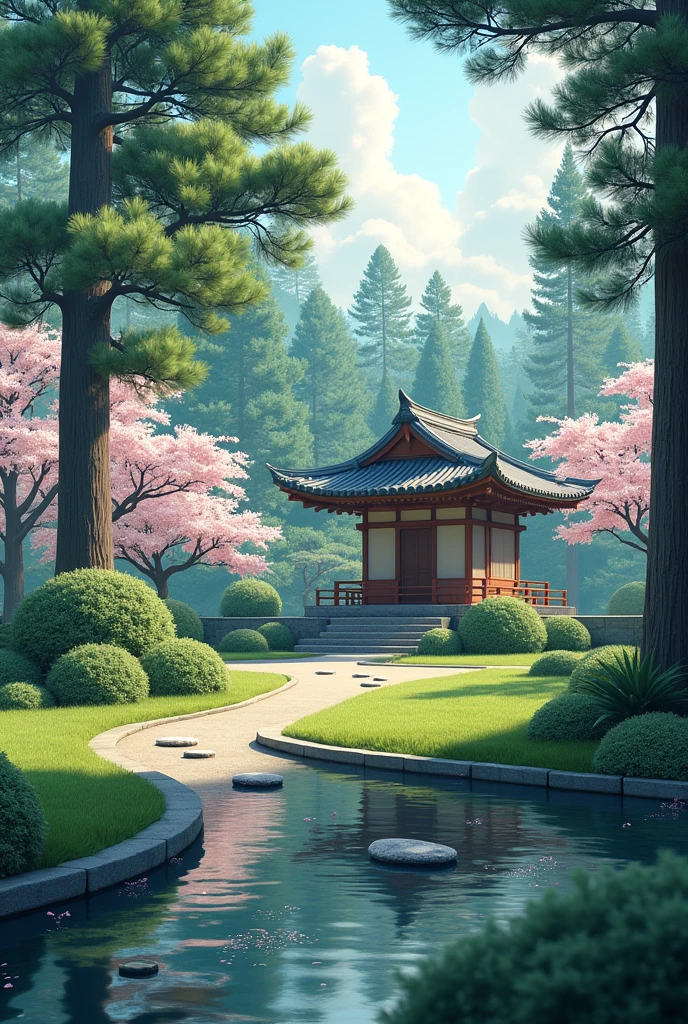 Japanese park with a koya