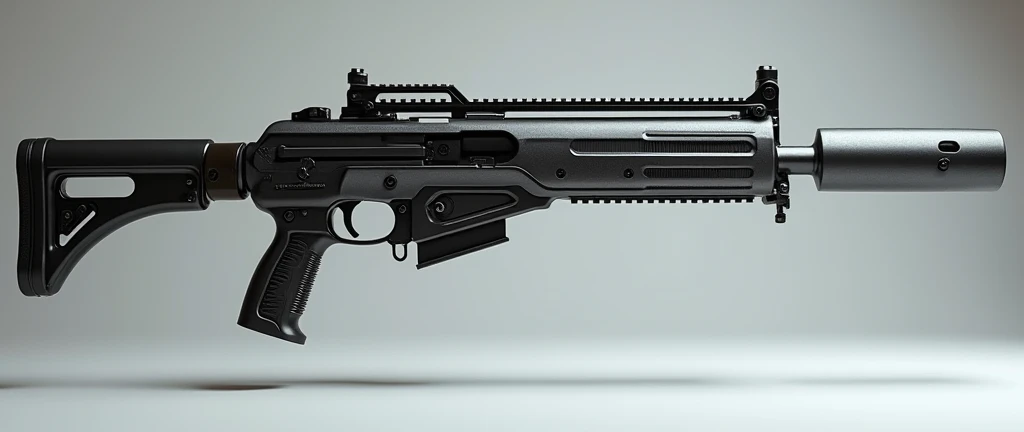 A highly detailed, photorealistic, 8K photograph of a custom-modified modern UZI SMG, studio lighting, hyperrealistic, masterful lighting and shading, cinematic composition, intricate textures, premium quality