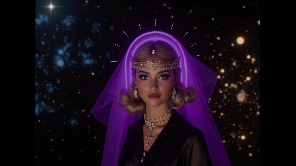 asian, Top quality, realistic, very delicate and beautiful, RAW photos, professional lighting, face lighting, depth of field, single focal, whole body, 1 woman, a beautiful omnipotent divine mother goddess of all creation, floating in galaxy, wearing puffy wide extra billowing ballgown, with golden divine halo circle behind back, best quality, masterpiece, beautiful, detailed face, looking at viewer, lipstick, transparent flowing veil, giant round crown, gigantic breasts, long elbow gloves, infinity symbol, 