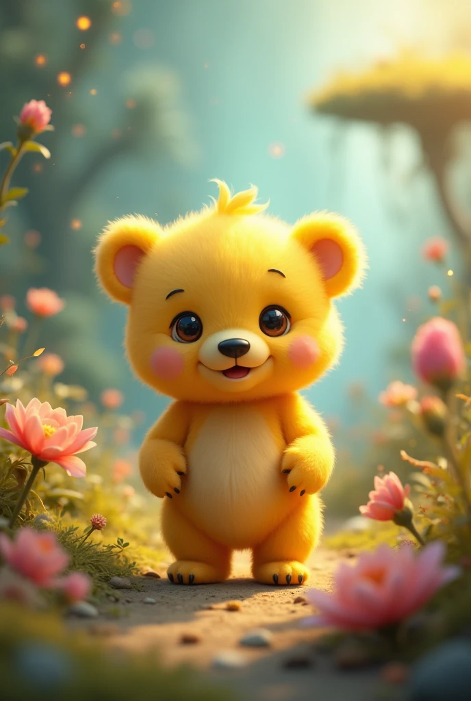 Fantasy yellow little bear。A fantastic atmosphere。