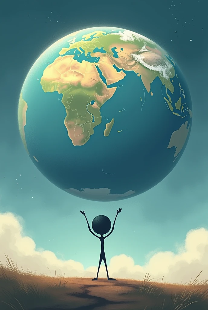 You vs. The World: You Got This" - A tiny stick figure ready to take on a giant planet.