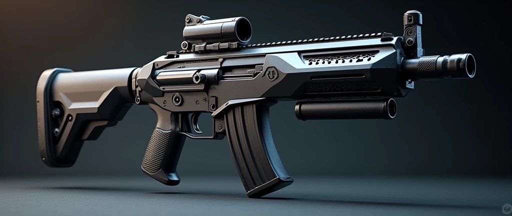 A highly detailed, photorealistic, 8K photograph of a custom-modified modern SMG, studio lighting, hyperrealistic, masterful lighting and shading, cinematic composition, intricate textures, premium quality