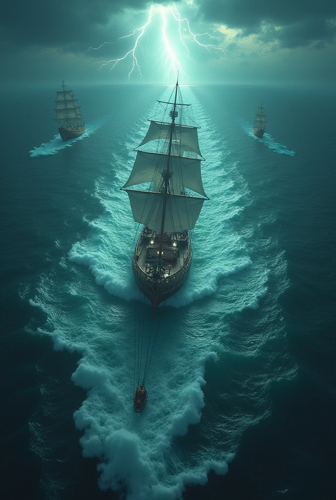 Bermuda Triangle water take Down' ships and people dron view'