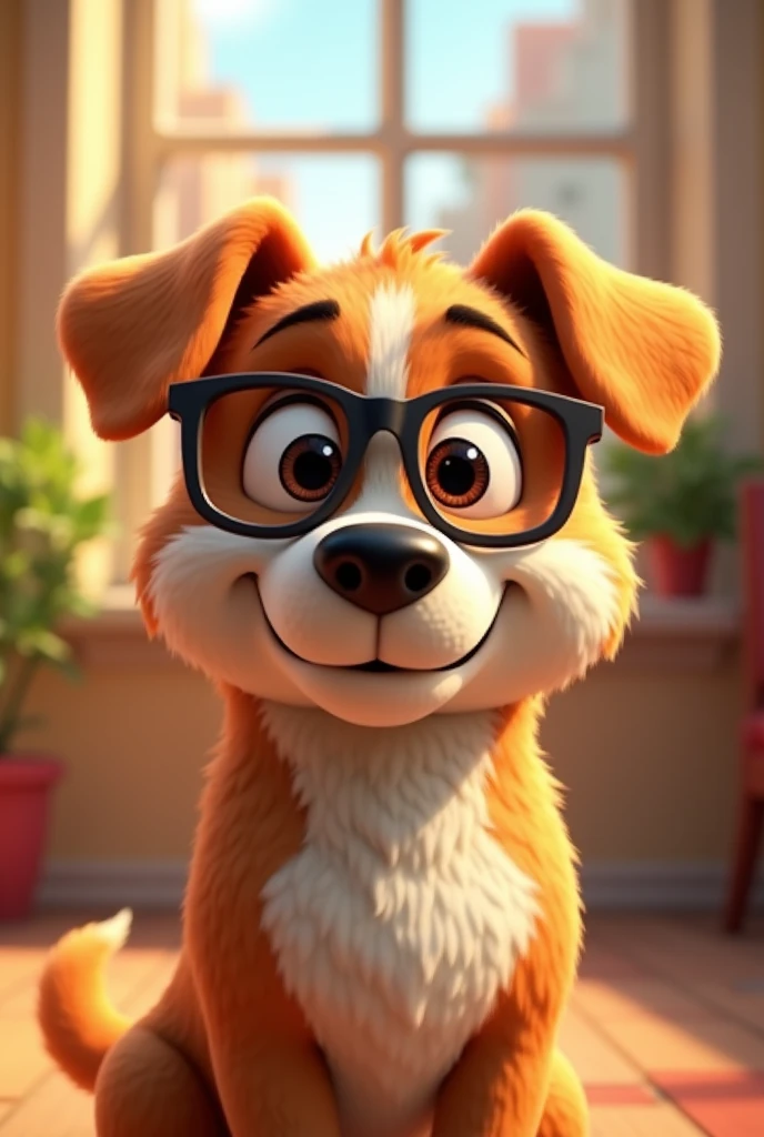 An Animated Dog With Glasses