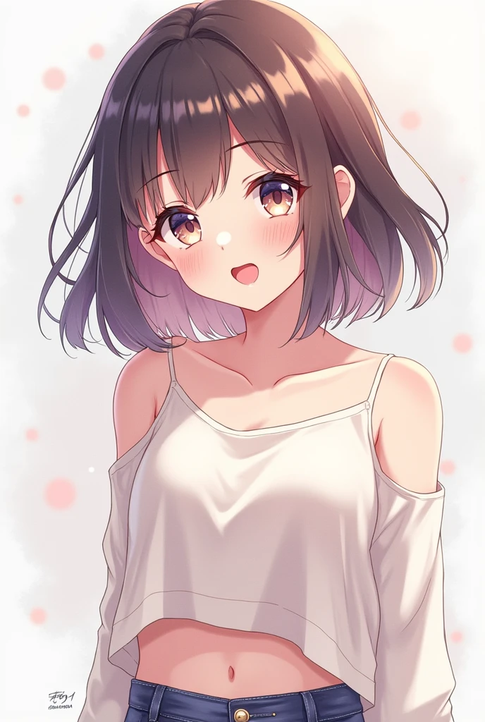 4K quality, anime style, masterpiece, watercolor, cute moe animation, soothing, neutral, simple, neat, trendy fashion, surprised expression, gentle smile, shy smile, anime style Japanese hair, clear eyes, fine detail, hip hop style, dopamine style, background: none, cheerful girl. Wide angle 2D animation, flat color illustrations with thick lines, sharp focus, attractive character illustrations, beautiful bright and cool palette gradients, perfect facial proportions, perfect human anatomy.