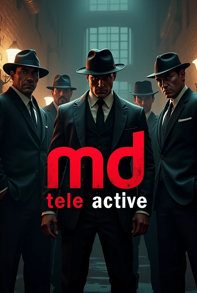 Create an image with drugs and mobsters with writing " tele MD "
