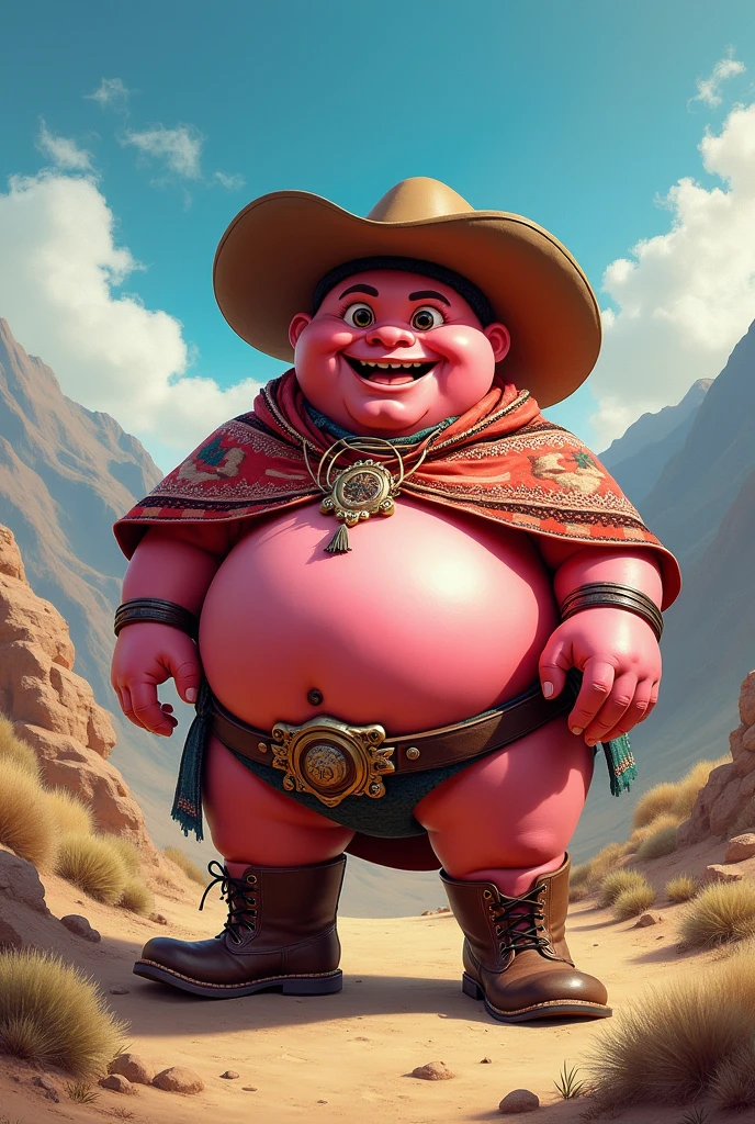 I want a fat Majin Boo dressed as a Chilean cowboy 