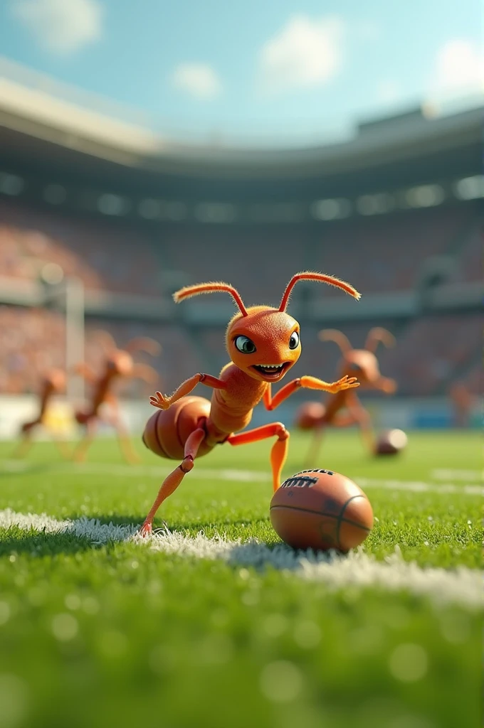 Ant playing football 
