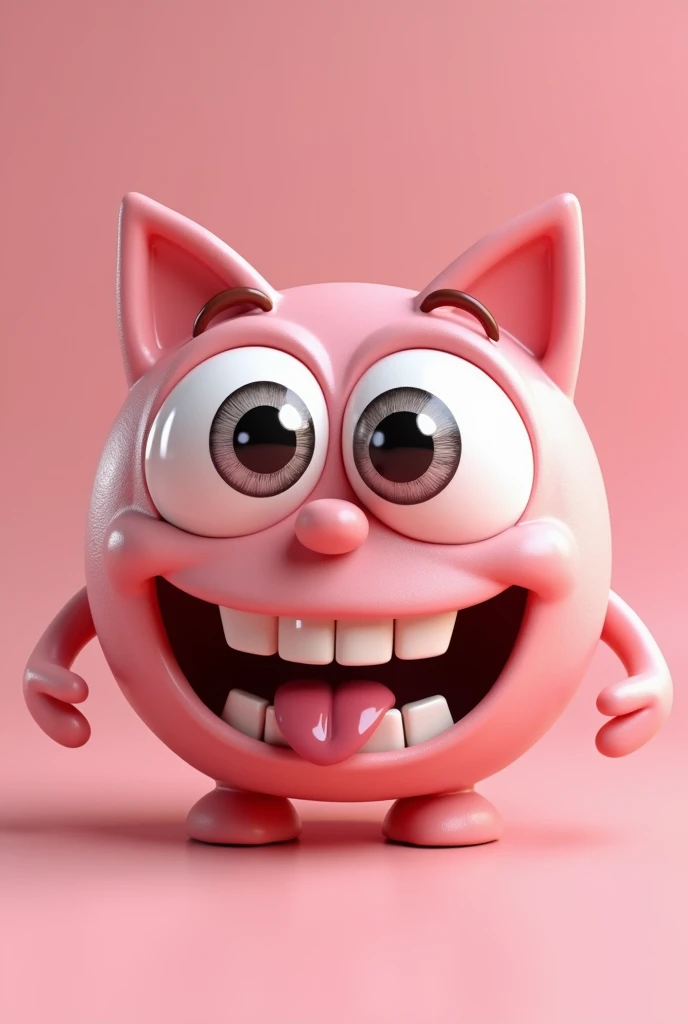pizza packaging a pink box with realistic 3D decorative eyes and mouth