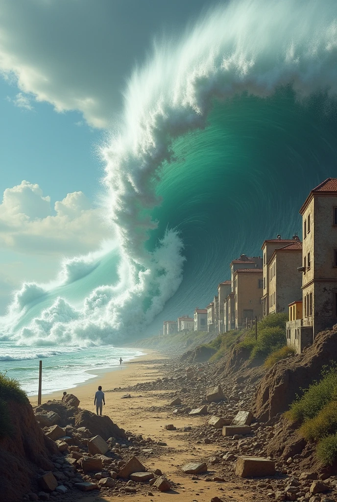 Portugal earthquake in 1755, devastating, undoing, tsuname, beachfront, brazil.
Destroyed houses, ondoas da beachfront gigantesca