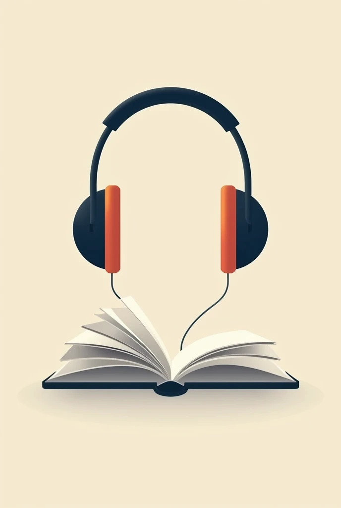 Audiobook book fair illustration flat book cover with headphone with minimal elements