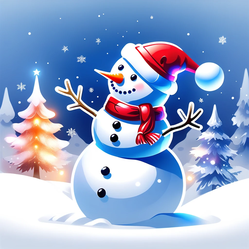create a clipart snowman, christmas, white background. hd