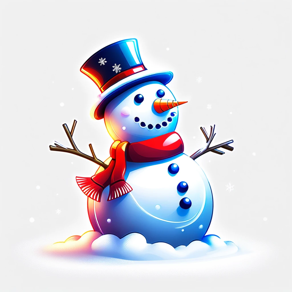 create a clipart snowman, christmas, white background. hd