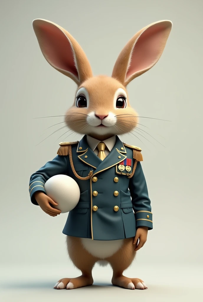Rabbit in incest uniform with ball in hand 