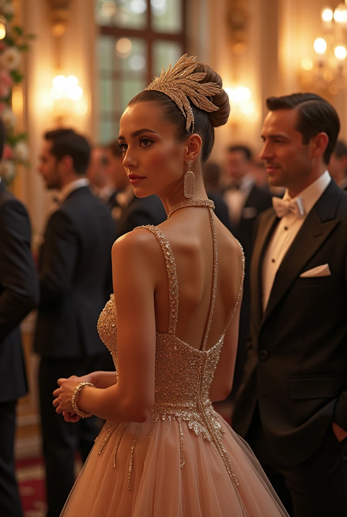 At the charity event, recreated in the style of photorealism, the hall is filled with a high society glamorous atmosphere. Elegant ladies in sumptuous outfits with plumes and diamonds glitter against the backdrop of an exquisite interior filled with flowers and candles. In their company whispered refined conversations and sounds of music create an atmosphere of magic.
Supported by solid gentlemen, in expensive suits and with exquisite accessories, delicately communicate with ladies, surrounding them with care and attention. Their confident movements and noble manners captivate the eye, creating the impression of powerful and influential personalities.
Anthropomorphic cyborgs stand out among the guests, blending into the crowd indistinguishable from real people. Their metallic details and cybernetic patterns attract attention and draw interesting glances. Their presence adds mystery and wonder to the already rich festive atmosphere of the charity event, best quality, high quality, absurdres, masterpiece, beautiful, intricate details, 1/2 body crop, slim body, beautiful figure, magnificent anatomy, (intricate details:1.12), HDR, (intricate details, hyper-detailing:1.15), (natural skin textures, hyper realisitc, soft light, Sharp:1.2)