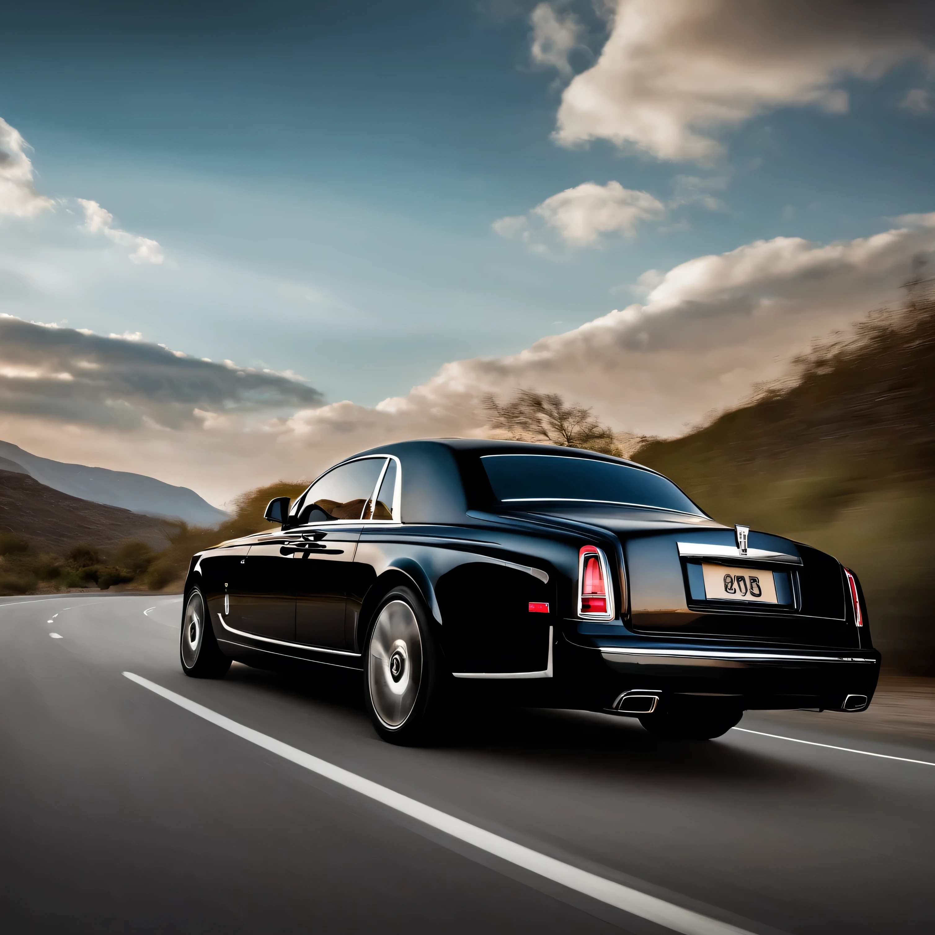 Rolls Royce car black design on the road