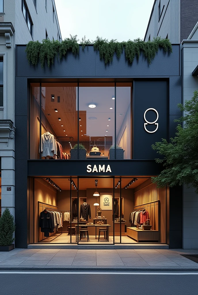 Create an image of an urban style clothing store with the name SAMA
