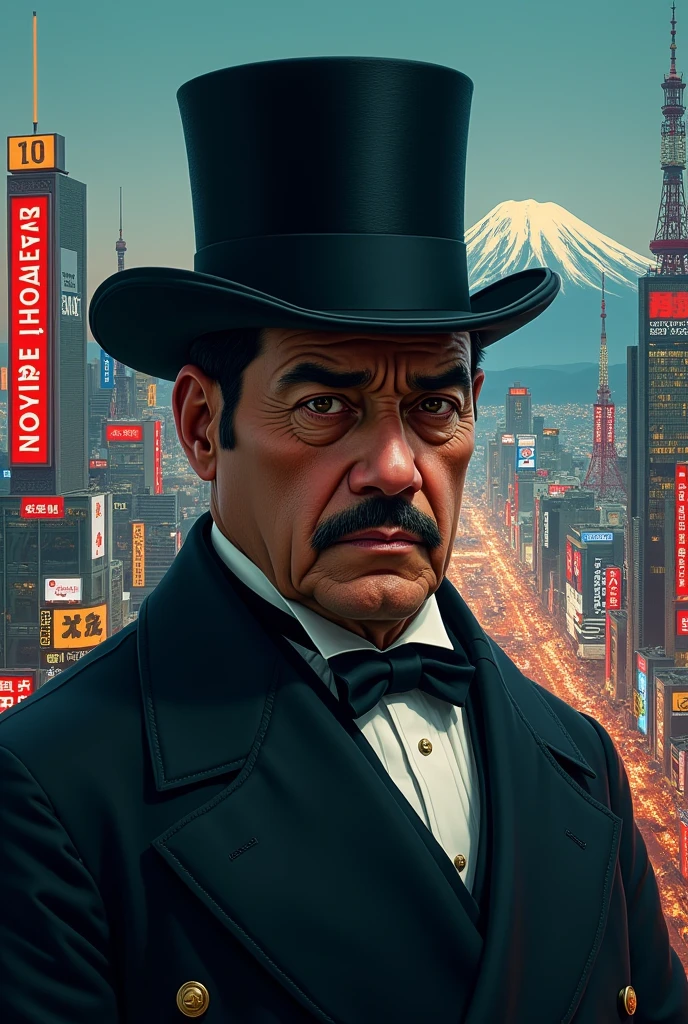Benito Juárez García with a Tokyo background