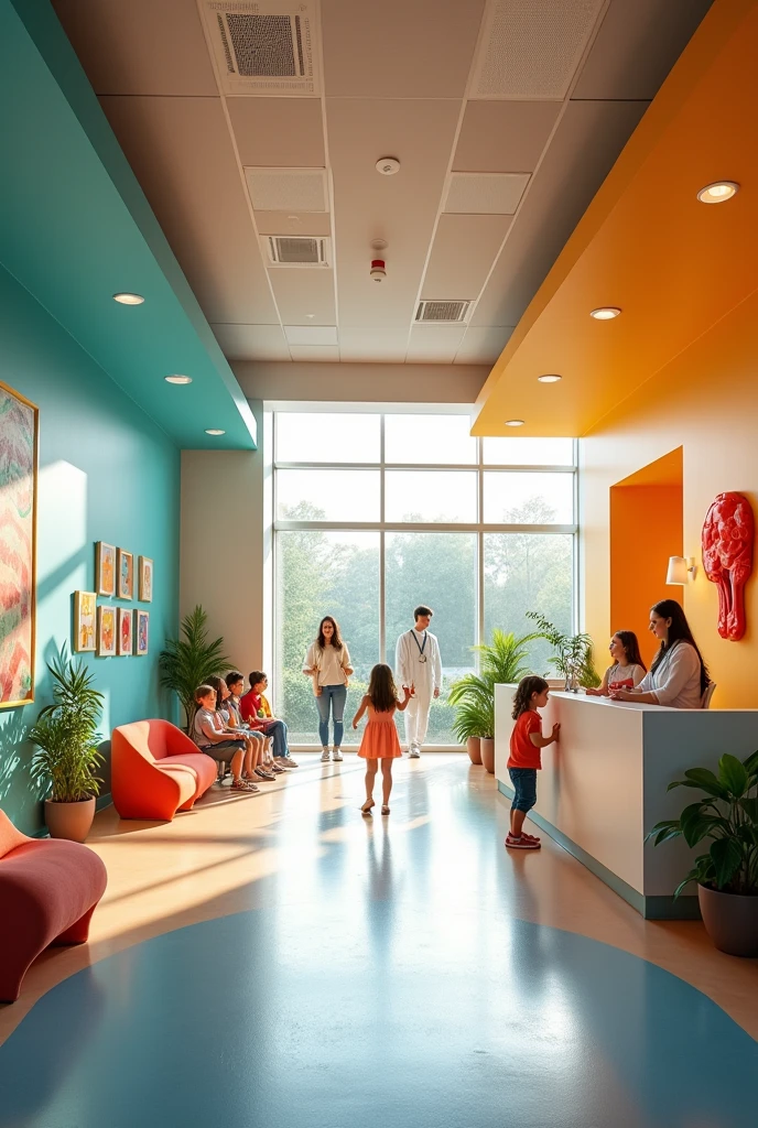 A reception at a Neurolar clinic, a very colorful place, a large, simpler, less artificial place for children BIG