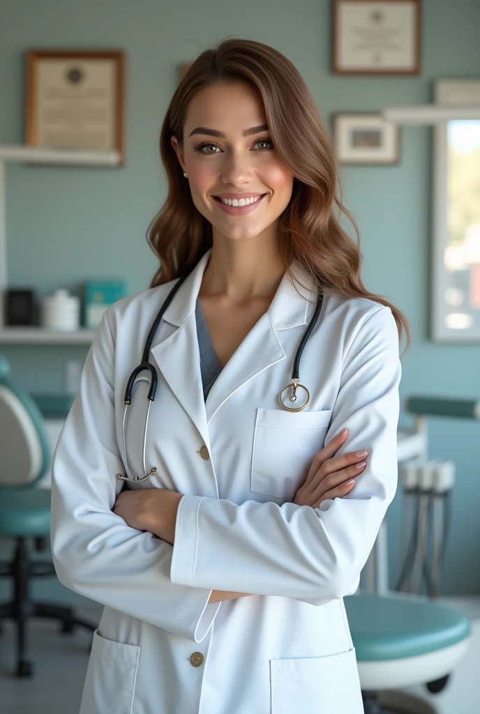 A pretty young woman being a dentist and doctor with a wealthy family