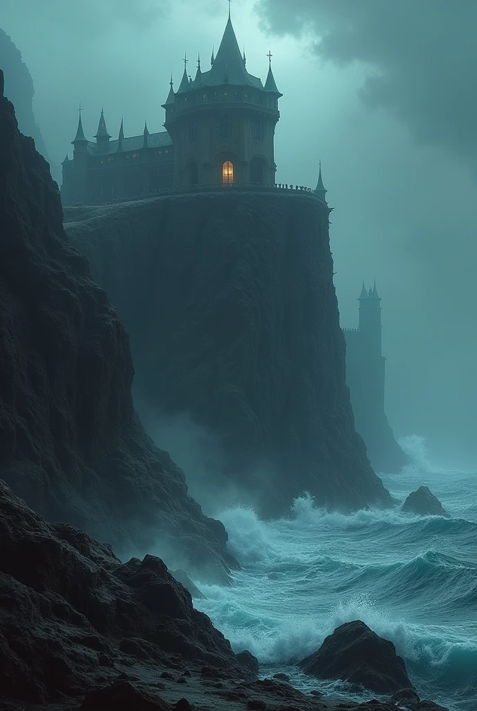 In a desolate corner of the world, shrouded in perpetual twilight, lies the dark fortress of Eldrithor, a place feared by all who know of its existence. Built atop a jagged cliff and surrounded by a swirling, turbulent sea, Eldrithor serves as the ultimate prison for those who have committed unspeakable crimes against the realms of men and magic.The fortress is notorious for its soul-crushing environment. Its cells are dark and damp, with walls that seem to whisper the regrets and nightmares of former inmates. The air is thick with a palpable sense of despair, and even the bravest of souls feel their courage wane upon entering its grounds.Guarding Eldrithor are the Wraithwardens, ethereal beings that glide silently through the halls. They are blind to sight but can sense fear and remorse, feeding off the darkest emotions of the prisoners. Those who have encountered a Wraithwarden say that their presence drains all hope and warmth, leaving only a chilling emptiness.No one has ever escaped Eldrithor. The few who have tried were driven to madness, their minds shattered by the relentless psychological torment. The only solace for the condemned is the sound of the crashing waves outside, a constant reminder of the freedom that lies just out of reach.