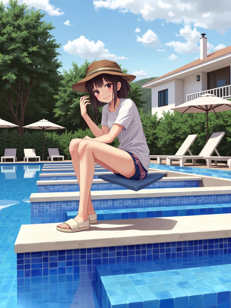 1 girl with dark brown hair 