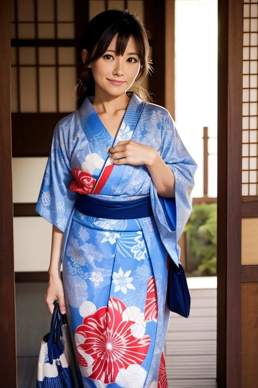 A sexy Japanese wife in her 40s wearing a yukata